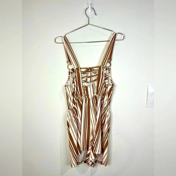 🆕 Derek Heart Brown & Offwhite Striped Romper - Picture 5 of 9